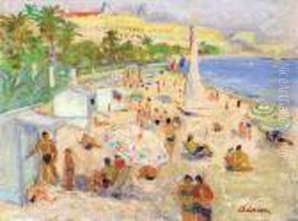 La Plage Oil Painting by Lucien Adrion