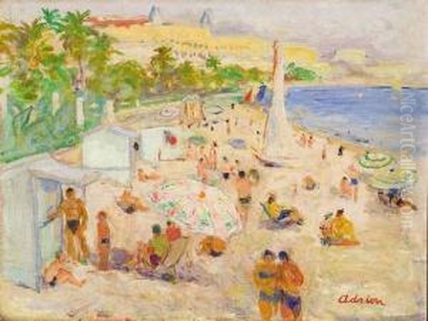 La Plage. Oil Painting by Lucien Adrion