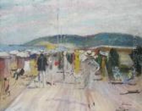 Les Planches A Deauville Oil Painting by Lucien Adrion