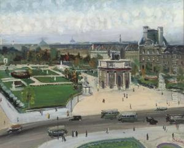 Le Jardin Des Tuileries Oil Painting by Lucien Adrion