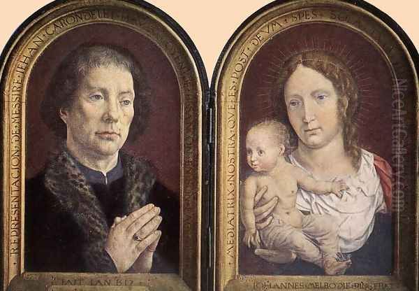 Diptych of Jean Carondelet 1517 Oil Painting by Jan Mabuse