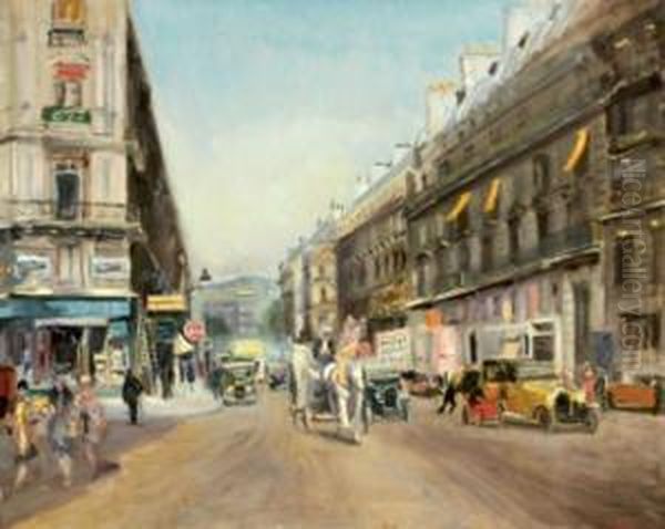 Paris, Les Grands Boulevards Oil Painting by Lucien Adrion