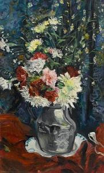 Vase De Fleurs Oil Painting by Lucien Adrion