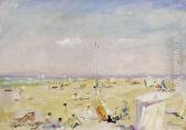 La Plage Oil Painting by Lucien Adrion