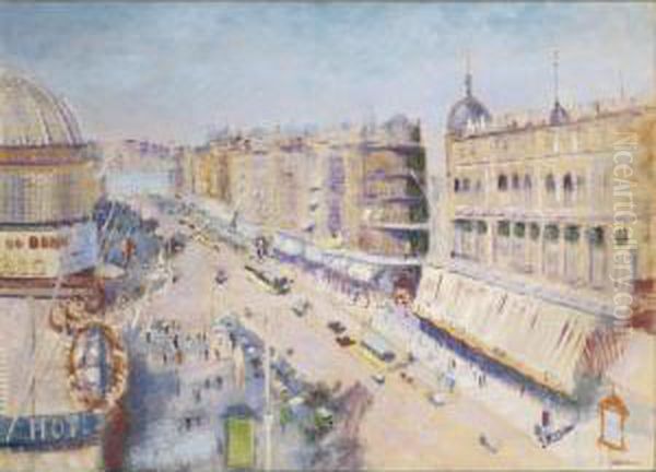 Marseille, La Cannebiere Oil Painting by Lucien Adrion