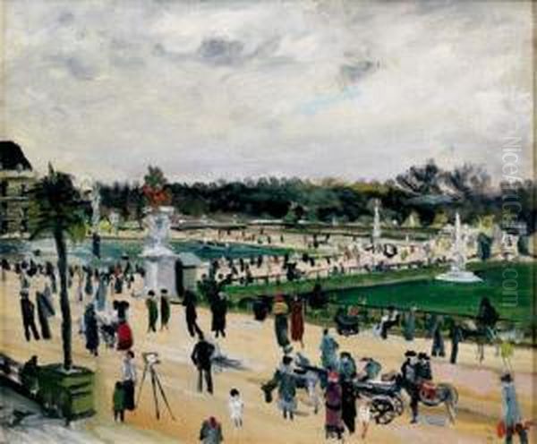 Jardin Du Luxembourg Oil Painting by Lucien Adrion