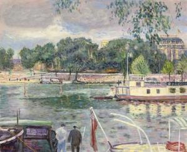 Seine Et Samaritaine Oil Painting by Lucien Adrion