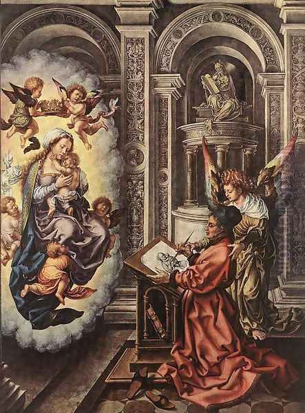 St Luke Painting the Madonna 1520-25 Oil Painting by Jan Mabuse