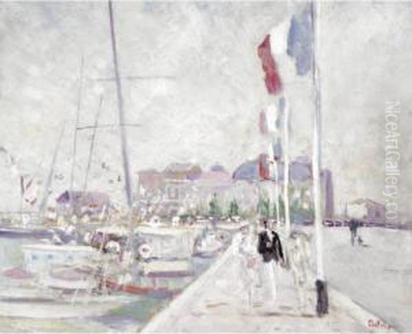 Le Casino A Trouville Oil Painting by Lucien Adrion