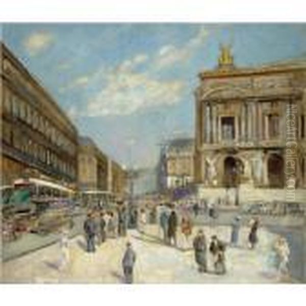 Paris, Place De L'opera Oil Painting by Lucien Adrion