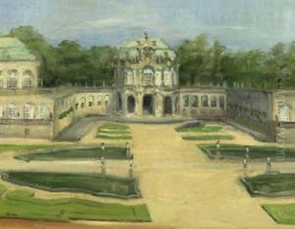 Der Dresdner Zwinger. Oil Painting by Lucien Adrion