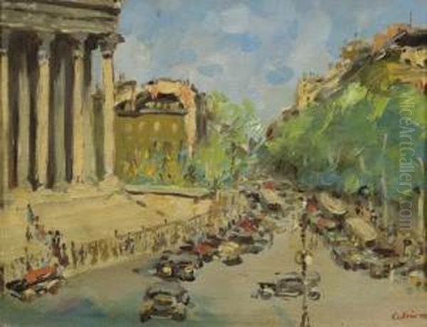 La Madeleine A Paris. Oil Painting by Lucien Adrion