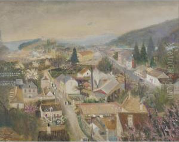 View Of A Village Oil Painting by Lucien Adrion