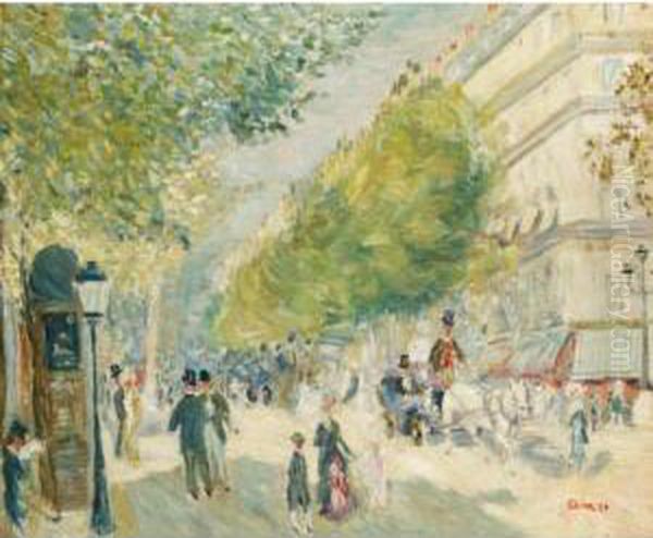 Les Grands Boulevards Oil Painting by Lucien Adrion