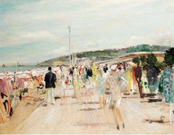 Deauville, Les Planches Oil Painting by Lucien Adrion