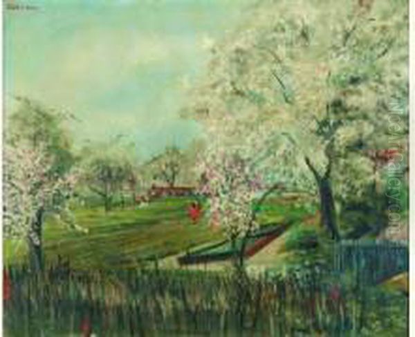  Les Arbres En Fleurs A Clamart  Oil Painting by Lucien Adrion