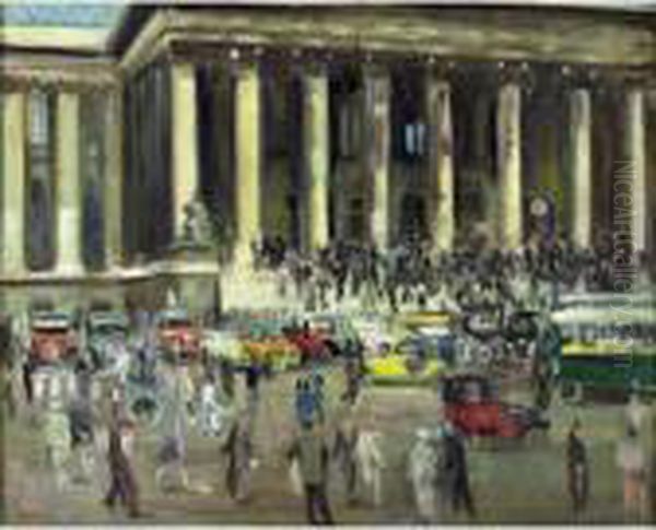 Paris, La Bourse Oil Painting by Lucien Adrion