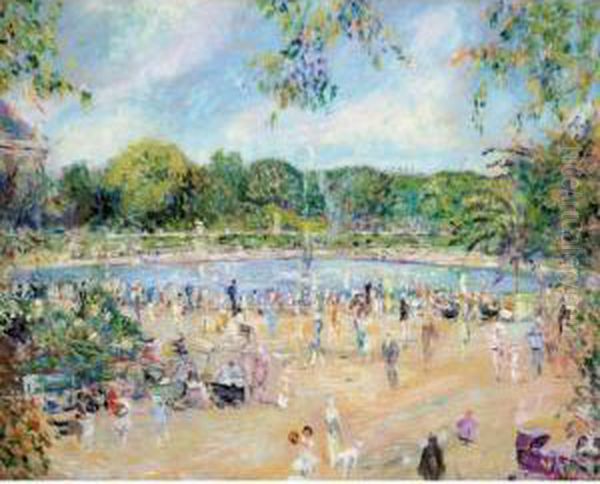 Jardin Du Luxembourg Oil Painting by Lucien Adrion