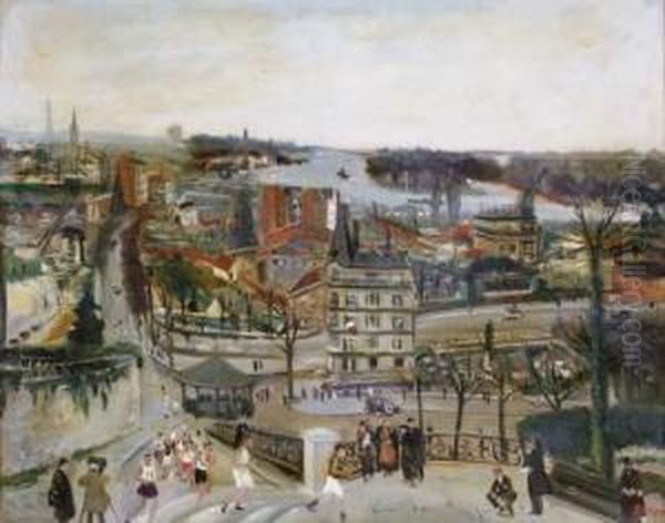 Runners On The Steps, Montmartre Oil Painting by Lucien Adrion