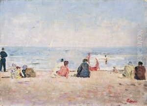 Am Strand Oil Painting by Lucien Adrion