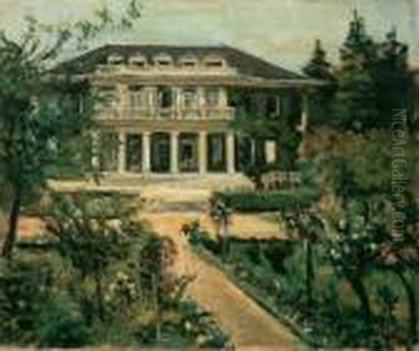 Landhaus Und Garten Bei Berlin Oil Painting by Lucien Adrion