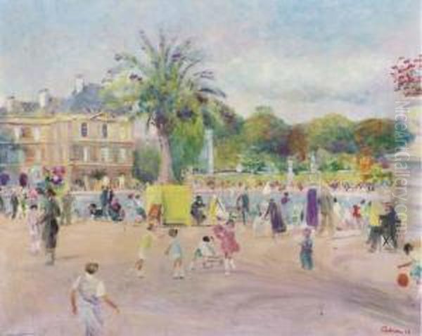 The Grand Bassin, Jardin Du Luxembourg Oil Painting by Lucien Adrion