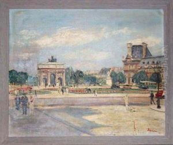 Carousel - Les Tuileries Oil Painting by Lucien Adrion