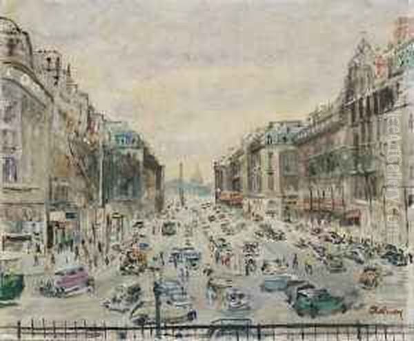 Paris, Place De Ste-marie Madeleine Oil Painting by Lucien Adrion