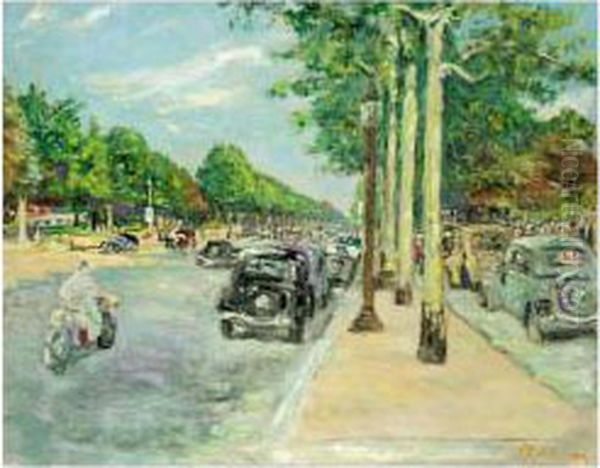 Les Champs Elysees Oil Painting by Lucien Adrion