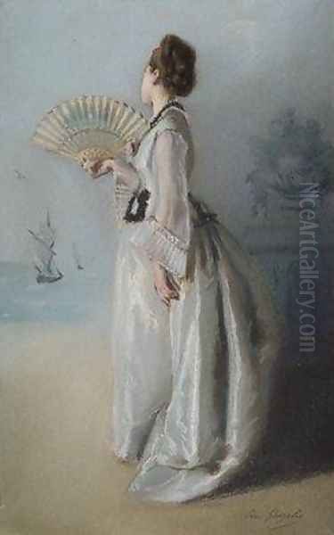 Lady with a Fan Oil Painting by Eva Gonzales