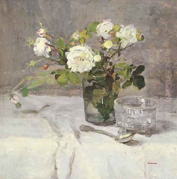 Roses dans un verre, 1880-82 Oil Painting by Eva Gonzales