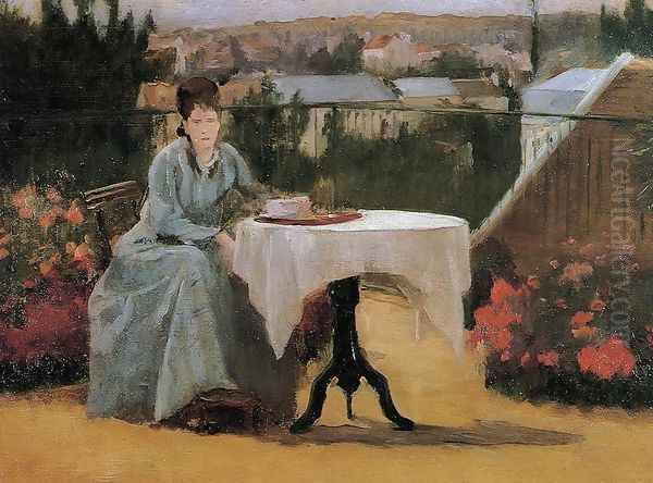 Afternoon Tea or On the Terrace, 1875 Oil Painting by Eva Gonzales