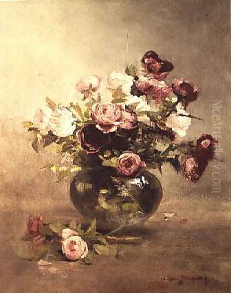 Vase with Roses Oil Painting by Eva Gonzales