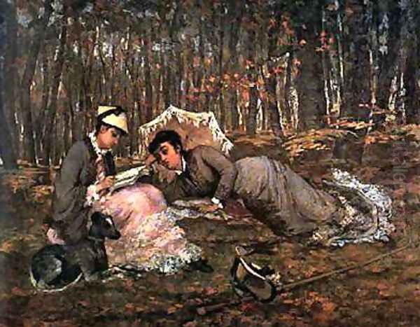 Reading in the Forest, 1880 Oil Painting by Eva Gonzales