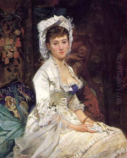 Portrait of a Woman in White, 1879 Oil Painting by Eva Gonzales