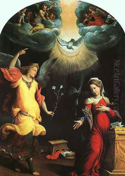 The Annunciation 1550 Oil Painting by Garofalo