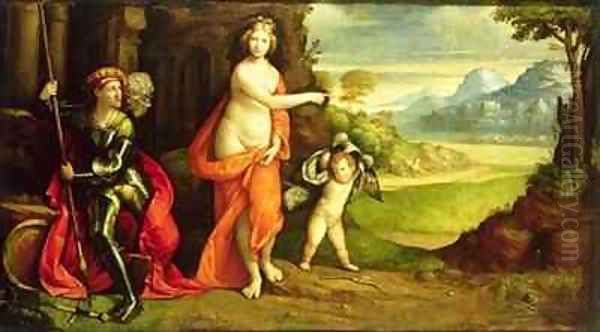 Mars and Venus with Troy in the Background Oil Painting by Garofalo