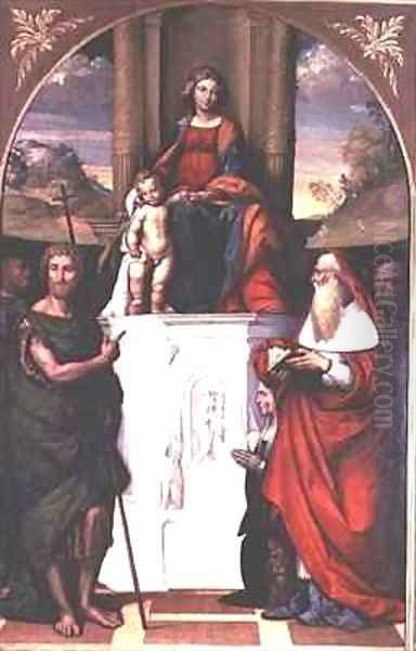 Madonna and Child with SS John the Baptist and Jerome Oil Painting by Garofalo