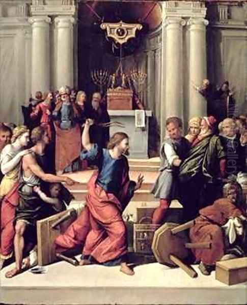 Christ Driving the Money Changers from the Temple Oil Painting by Garofalo