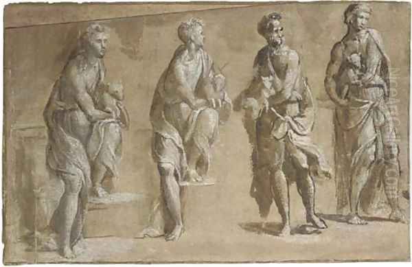 Four studies of Saint John the Baptist holding a lamb Oil Painting by Garofalo