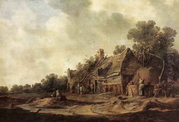 Peasant Huts with a Sweep Well 1633 Oil Painting by Jan van Goyen