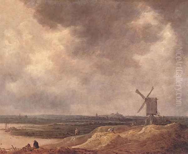 Windmill by a River 1642 Oil Painting by Jan van Goyen