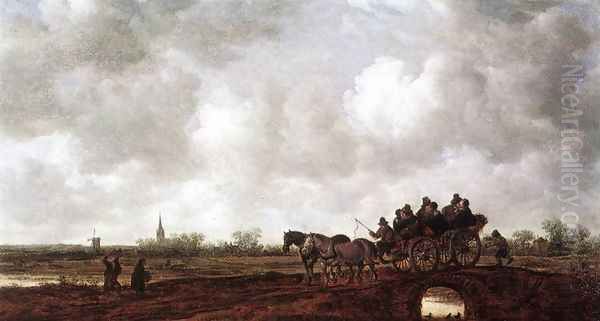 Horse Cart on a Bridge 1648 Oil Painting by Jan van Goyen