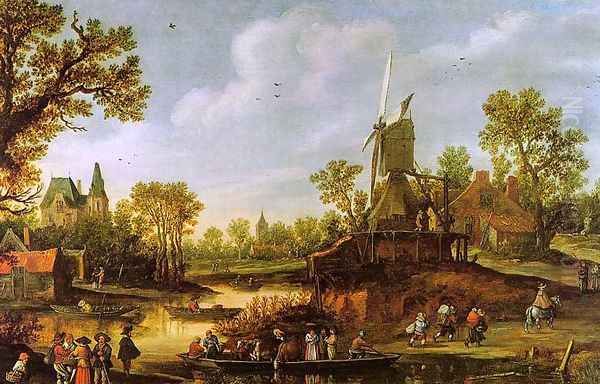 River Landscape 1625 Oil Painting by Jan van Goyen