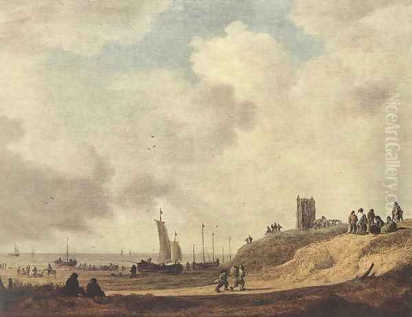 Seashore at Scheveningen 1645 Oil Painting by Jan van Goyen