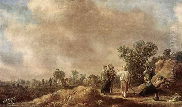 Haymaking 1630 Oil Painting by Jan van Goyen