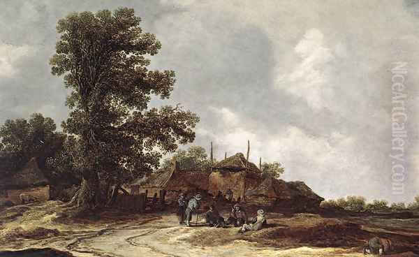 Farmyard with Haystack Oil Painting by Jan van Goyen