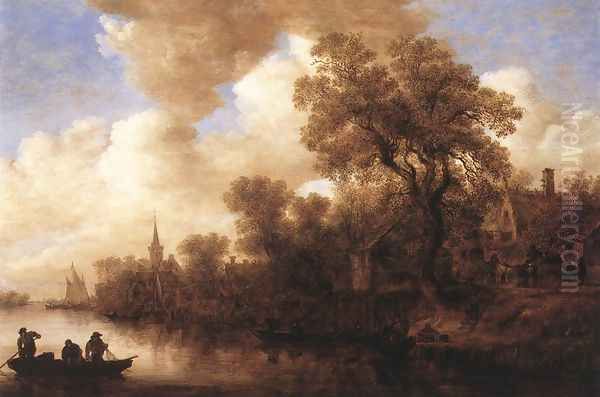 River Scene 1652 Oil Painting by Jan van Goyen