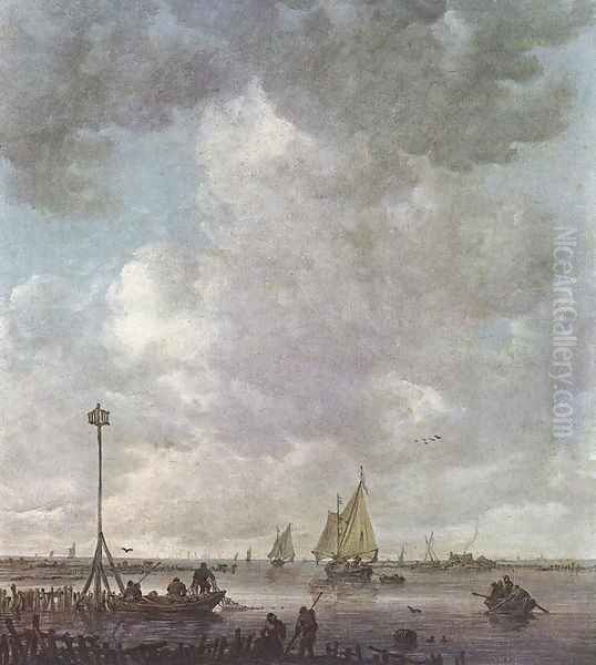 Marine Landscape with Fishermen Oil Painting by Jan van Goyen