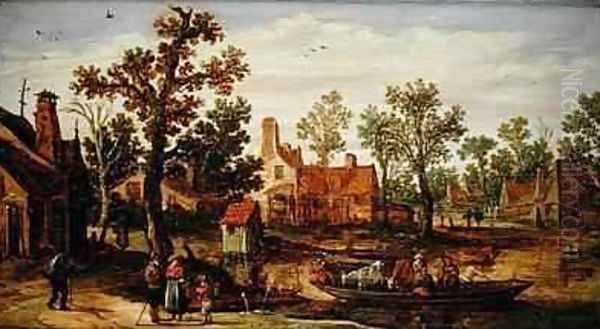 A Village by the River Oil Painting by Jan van Goyen